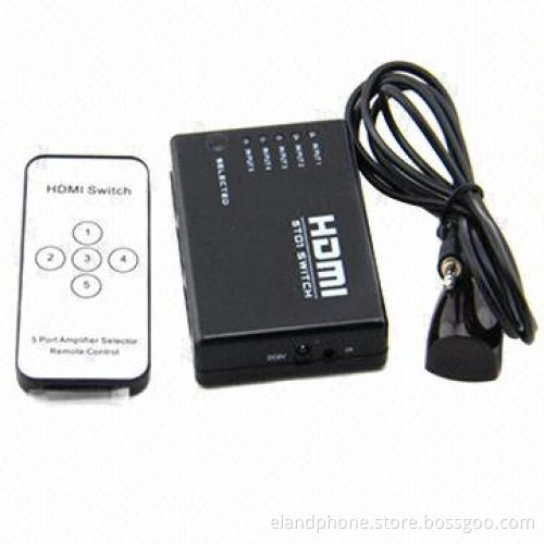 4K*2K HDMI Switch, 5-in-1 with Key-press-switching Function and IR Remote Control